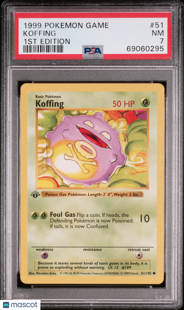 1999 Pokemon Game Koffing 1st Edition PSA 7 #51