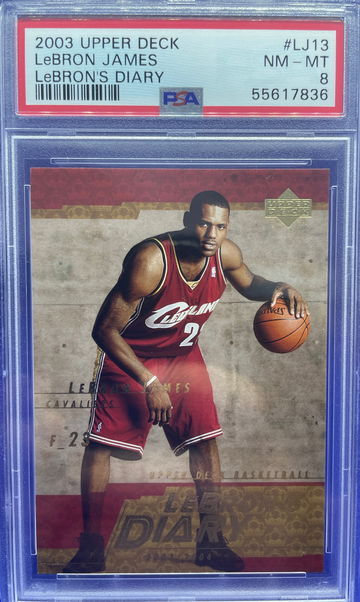 2003-04 LEBRON JAMES UPPER DECK LEBRON’S DIARY PSA 8 NM-MT ROOKIE RC LJ13 CAVS