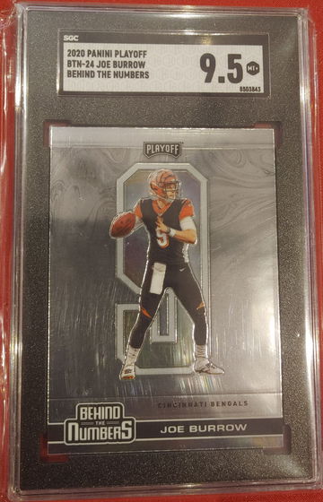 2020 Panini Playoff Behind The Numbers Cincinnati Bengals Joe Burrow Rookie SGC 9.5