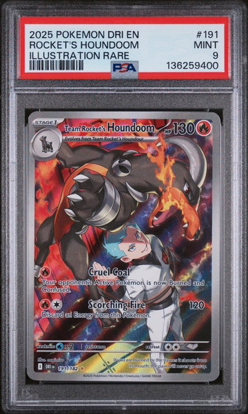 2025 Pokemon Scarlet and Violet Destined Rivals Illustration Rare Team Rocket's Houndoom #191 PSA 9