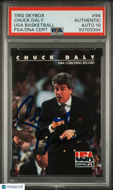 1992 Skybox Usa Basketball Chuck Daly #94 Usa Basketball PSA A Auto 10