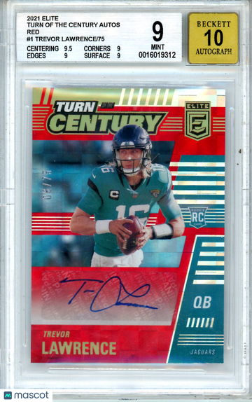 2021 Elite Turn of the Century Trevor Lawrence Red Autographs 06/75 #1 BGS 9 Jacksonville Jaguars