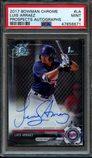 2017 Bowman Chrome Luis Arraez Auto PSA 9
