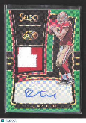 2018 Panini Select Prizm C.J. Beathard #RM-CJ Green Neon Pulsar /5 Patch Memorabilia