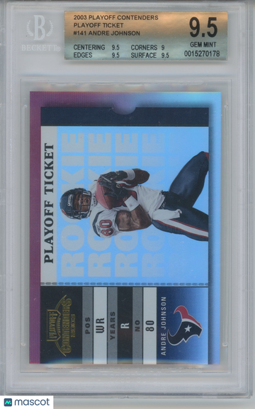 2003 Leaf Limited Andre Johnson #141 Playoff Ticket Rookie BGS 9.5 BAS