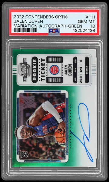 2022 Panini Contenders Optic Jalen Duren Variation Autograph Green PSA 10 RC