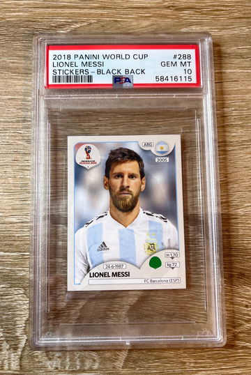2018 Panini World Cup Lionel Messi Sticker Black Back PSA 10