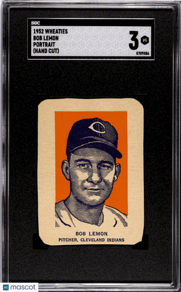 1952 Wheaties Bob Lemon Portrait (Hand Cut) SGC 3