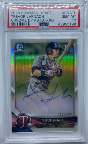2018 Bowman Chrome Refractor Auto /499 Trevor Larnach PSA 10 Twins