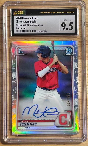 2020 Bowman Draft Chrome Autographs Milan Tolentino Refractor Auto #/499 Guardians Indians