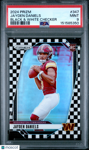 2024 Panini Prizm Jayden Daniels #347 Black & White Checker Rookie RC PSA 9