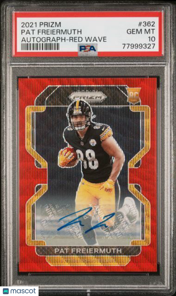 2021 Panini Prizm Pat Freiermuth #362 Autograph Red Wave PSA 10
