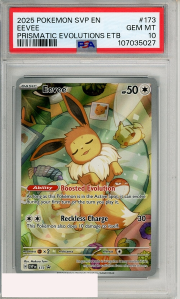 2025 POKEMON SVP EN-SV BSP EEVEE #173 PRISMATIC EVOLUTIONS ETB PSA 10 GEM MT