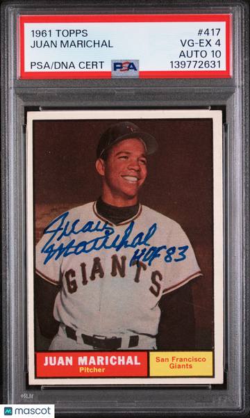 1961 Topps Juan Marichal #417 PSA 4 Auto 10