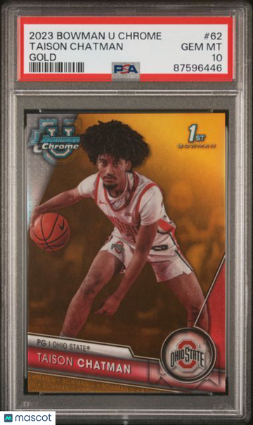 2023 Bowman University Chrome Taison Chatman #62 Gold Refractor PSA 10