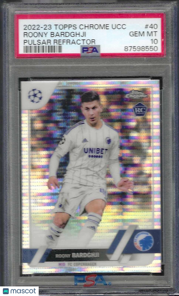 2022-23 Topps Chrome UEFA Club Competitions Roony Bardghji #40 Pulsar PSA 10