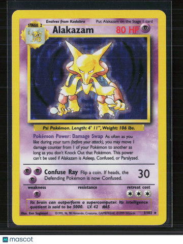 1999 Base Set Alakazam Holo Rare #1/102