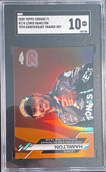 2020 Topps Chrome Lewis Hamilton Orange 70th Anniversary Refractor #174 Formula 1 F1 SGC 10