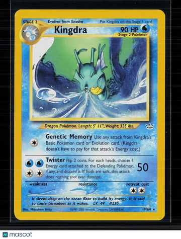 Pokemon 2000 Neo Genesis Kingdra #19/64