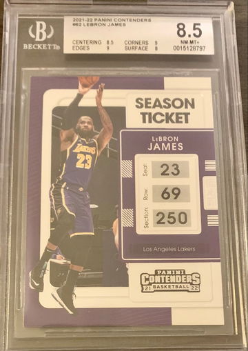 2021-22 Panini Contenders LeBron James Season Ticket #62 - Graded BGS 8.5 NM-MT+