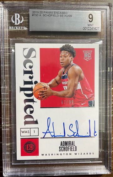 2019 Panini Encased Autograph Admiral Schofield BGS 9 (Auto 10) 97/99