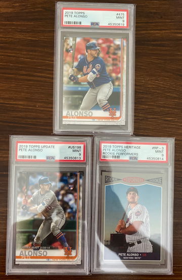 2019 Topps Pete Alonso Rookie (LOT x3 PSA 9’s)