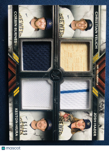 2022 Topps Museum Collection Brewers Quad Relic Yelich/Burnes/Hader/Hiura 65/99
