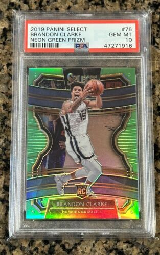 2019 Select Concourse Neon Green Prizm #/75 Brandon Clarke #76 PSA 10 Rookie RC