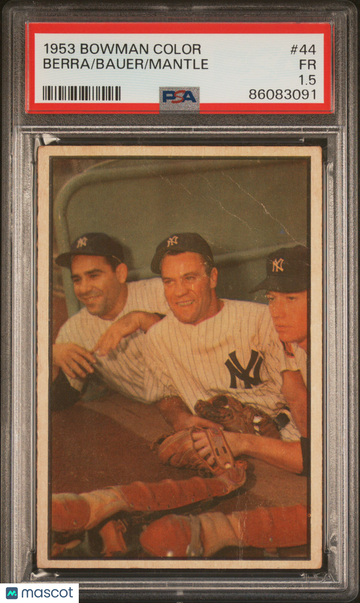 1953 Bowman Color Mantle Bauer Berra #44 PSA 1.5