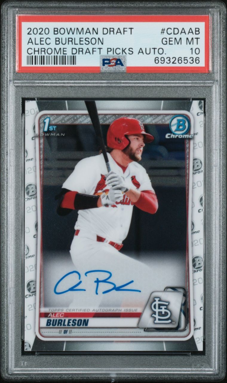 2020 Bowman Draft Chrome Alec Burleson #CDA-AB 1st Bowman AUTO PSA 10 GEM MINT