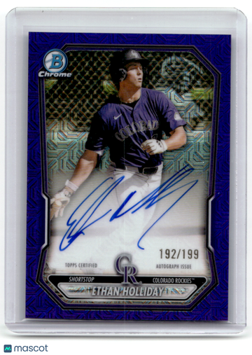 Ethan Holliday 2026 Bowman Chrome Purple Mojo Refractor Parallel/Variety Rookie 192/199 Topps #BMA-EH