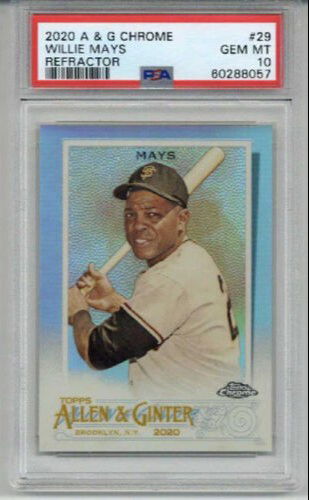 2020 TOPPS ALLEN & GINTER CHROME REFRACTOR #29 WILLIE MAYS CARD PSA 10 LOW POP