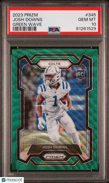2023 Panini Prizm Josh Downs #345 Green Wave Parallel/Variety Rookie PSA 10