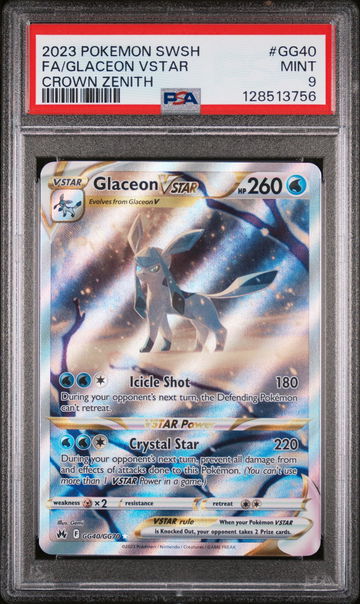 2023 Pokemon Sword and Shield Crown Zenith Galarian Gallery Glaceon Vstar #GG40 PSA 9