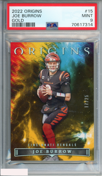 2022 PANINI ORIGINS JOE BURROW #15 GOLD 17 OF 25 BENGALS PSA 9 MINT