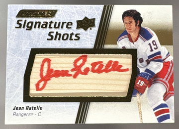 2024 Upper Deck Engrained Icons Jean Ratelle Signature Shots Stick Patch Auto