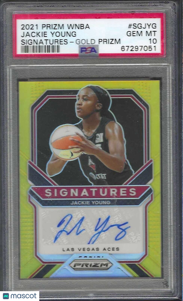 2021 Panini Prizm WNBA Signatures Jackie Young #SGJYG Gold PSA 10