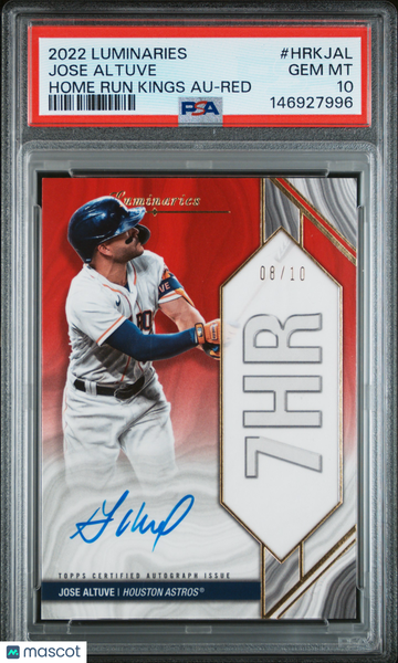 2022 Topps Luminaries Home Run Kings Autographs Jose Altuve #HRKJAL Red /10 PSA 10 Topps