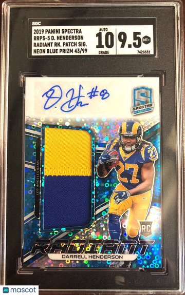 2019 Spectra DARRELL HENDERSON Neon Blue Prizm RPA RC AUTO /99 SGC 9.5/10 POP 1