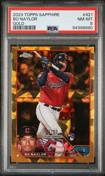 2023 Topps Sapphire Gold Bo Naylor #421 RC /50 PSA 8
