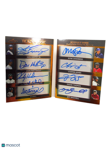 2013 Leaf History of Baseball Black Book Rickey Henderson Ken Griffey Jr. Jeff Bagwell Ryne Sandberg Ichiro Frank Thomas