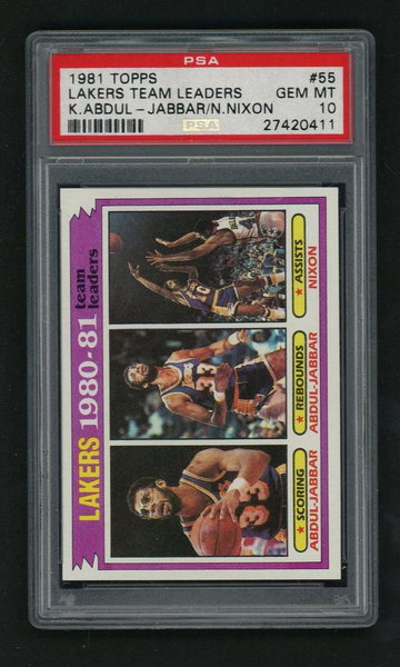 1981 Topps Kareem Abdul-Jabbar/Norm Nixon #55 PSA 10