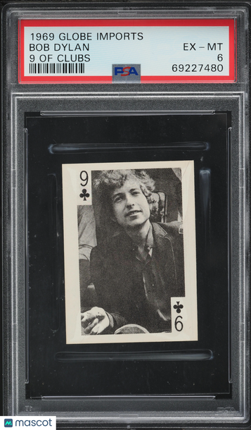 1969 Globe Imports Playing Cards Bob Dylan 9 Of Clubs PSA 6