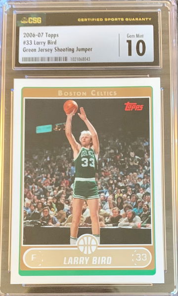 2006 - 07 Basketball Topps #33 Larry Bird  Green Jersey Shooting Jumper - Graded CSG 10 GM