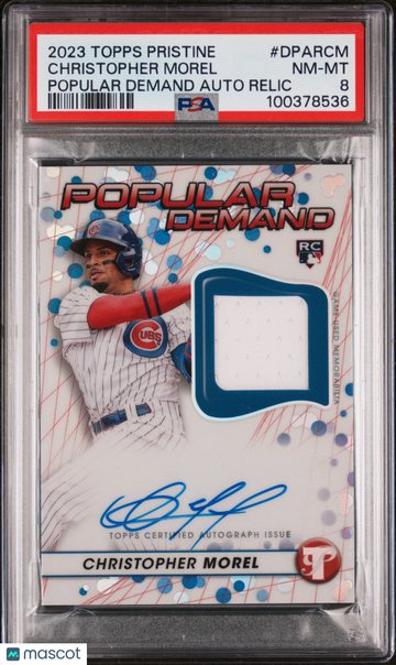 2023 Topps Pristine Popular Demand Autograph Relic Christopher Morel #DPARCM PSA 8