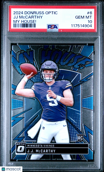 Graded PSA 10 2024 Panini Donruss Optic My House! JJ McCarthy RC Minnesota Vikings #6
