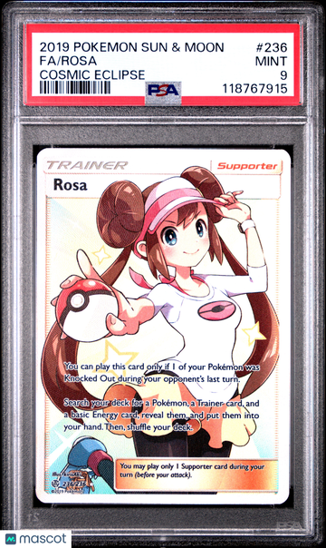2019 Pokemon Sun & Moon Cosmic Eclipse Rosa Fa Cosmic Eclipse PSA 9 #236