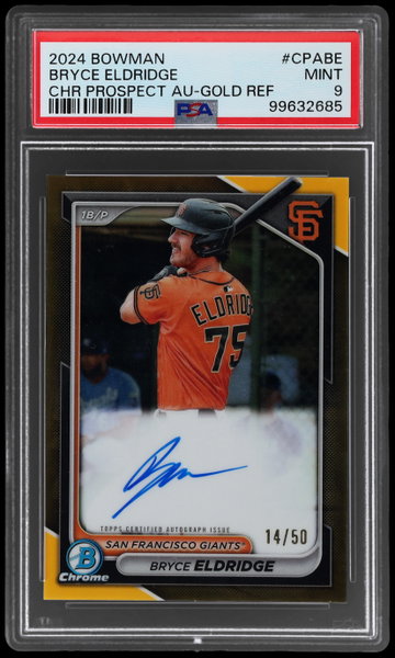 2024 Bowman Chrome Bryce Eldridge Prospect Autograph Gold Refractor PSA 9
