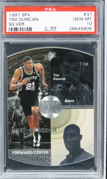 1997 SPx Tim Duncan SILVER HOF ROOKIE RC #37 PSA 10 GEM MINT