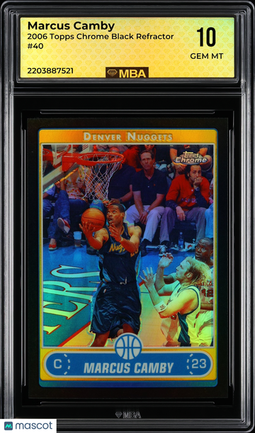 2006 Topps Chrome Marcus Camby #40 Black Refractor MBA 10